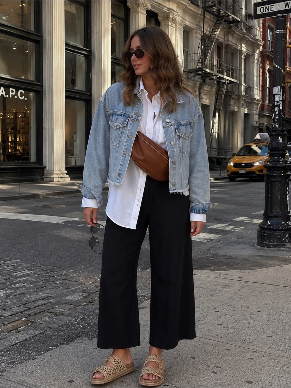 Oversized Cropped Light Wash Denim Jacket Raw Hem Inspired Heritage Americana - Picture 2 of 12